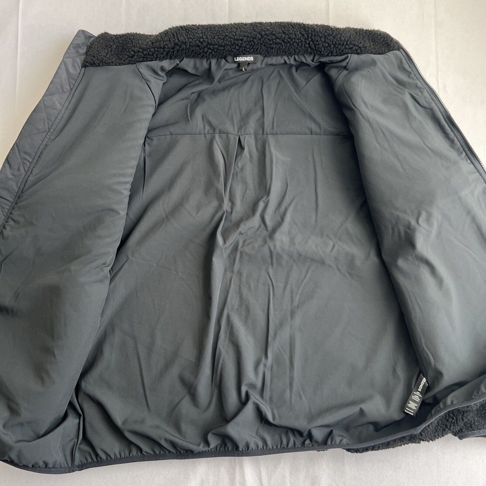 Legends Sherpa Jacket Mens Large Black Full Zip Fleece Outdoors Elbow Patch - Picture 8 of 12